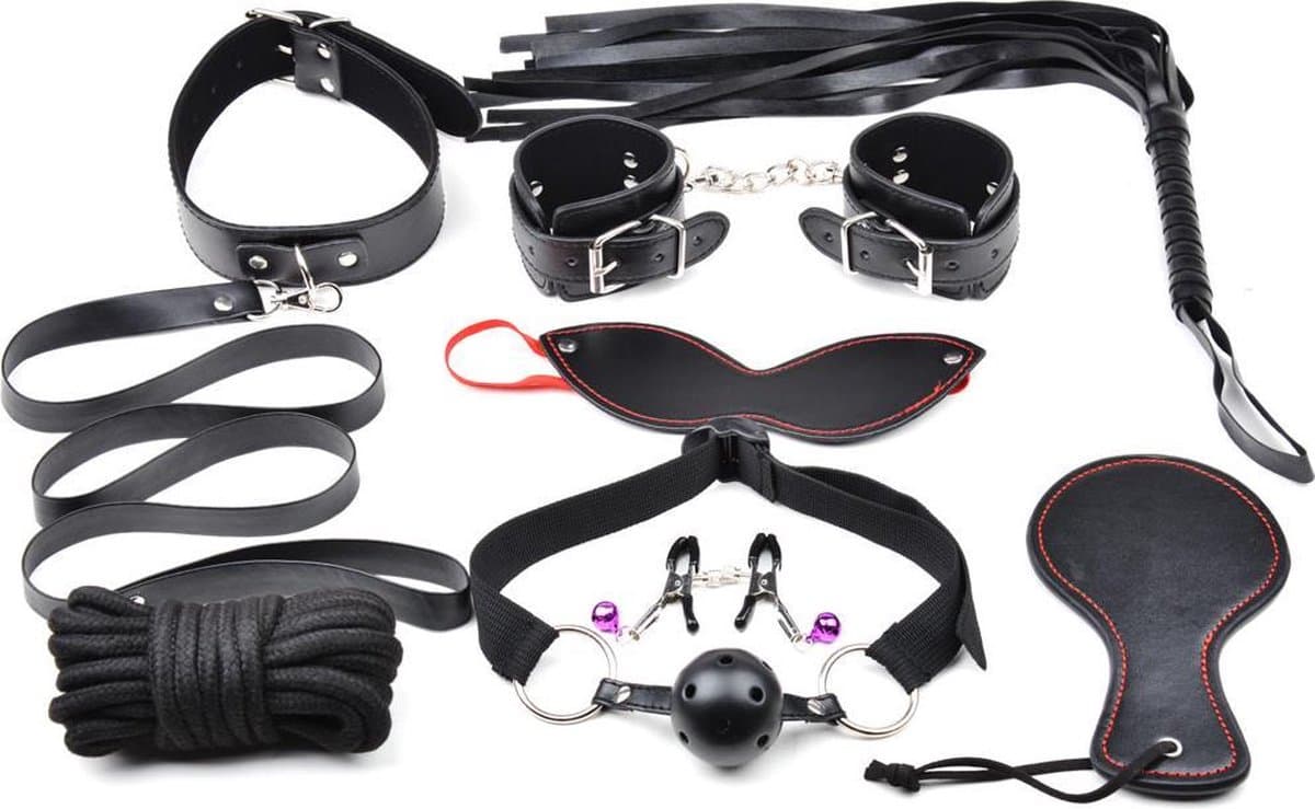 Bondage Set De Luxe 8 Items - Mooie set voor beginners en gevorderden - Sexpakket voor koppels - Spannend voor koppels - Sex speeltjes - Luxe set - Sex toys - Erotiek - Bondage - Sexspelletjes voor mannen en vrouwen – Seksspeeltjes - Stimulator — afbeelding 1