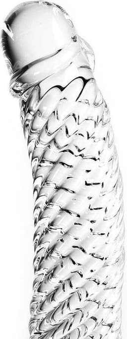 Glazen Dildo Geribbeld - transparant — thumbnail 3