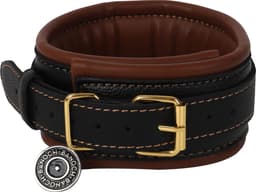 Banoch - Collar & leash Gold - Halsband en Riem - cognac bruin met goud - bondage — thumbnail 10
