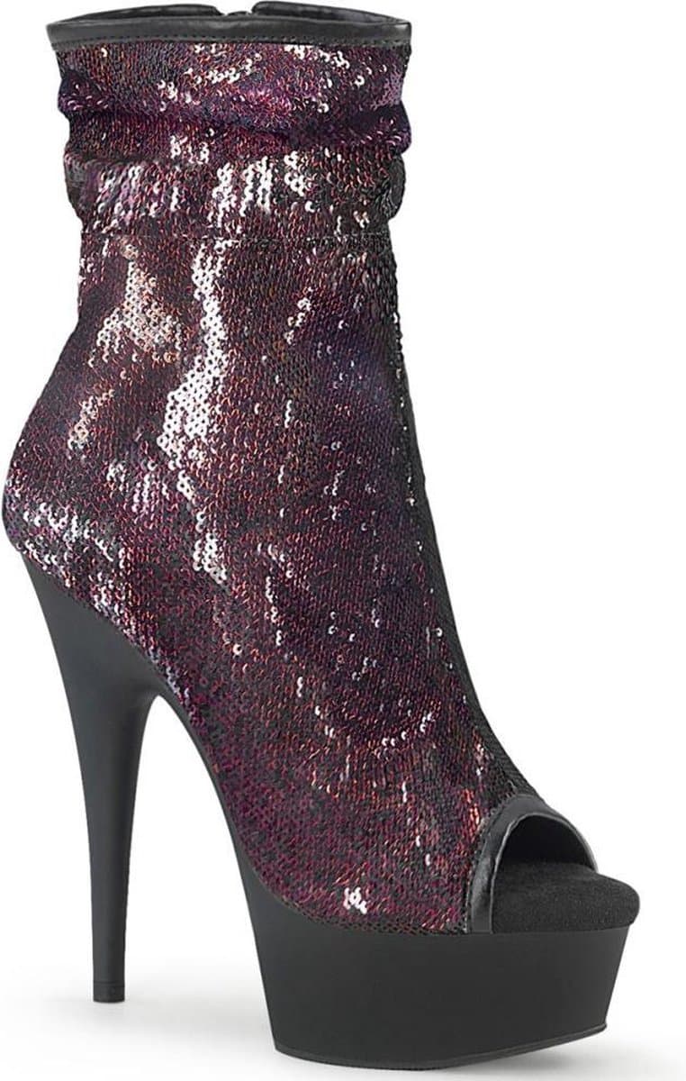 Pleaser - DELIGHT-1008SQ Plateau Laarzen - US 9 - 39 Shoes - Zwart/Paars — afbeelding 1