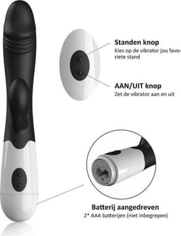 Erodit® Tarzan dildo vibrator -Bunny Vibrator-Geribbelde eikel stimulatie clitoris- g-spot - Anaal vibrators voor mannen- vibrators voor vrouwen -Zwart, 19,5 cm- incl batterij- Sex toys- Erotiek- Seksspeeltjes voor koppels — thumbnail 3