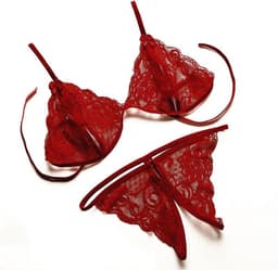 Kanten Lingerie Open kruis Rood L Sexy Hot Erotische Set Vrouwen Kant Transparante Lingerie Sexy Kostuums Nachtkleding Babydoll Open Cup Beha Lenceria — thumbnail 2