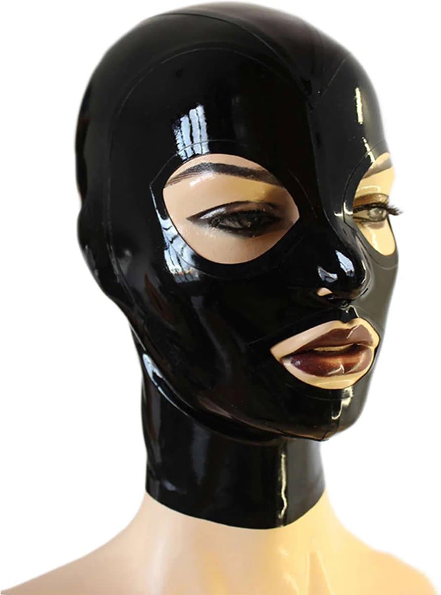100% Latex Masker BDSM - Capuchon - Open mond - Ogen - Neusgaten - Rollenspel - Unisex - Extreme SM - Cosplay - MAAT S/M — afbeelding 1