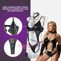PlayToys - Sexy Lingerie - BDSM - lak leer - Wet Look - Bondage - Uitdagend - Erotisch — thumbnail 4
