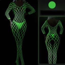 Volledige visnet bodysuit Neon - Glow in the dark - One size - Jumpsuit - Visnet - Goede kwaliteit - Bodystocking - Onesie — thumbnail 2