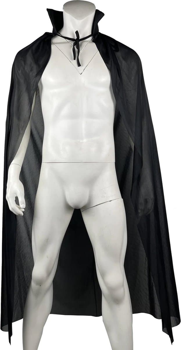 Doorschijnende Cape - BDSM - Erotisch - SM Meester - Heren Lingerie - Rollenspel Outfit - Clubwear - Transparant - Vampier - Tovenaar - Halloween — afbeelding 1