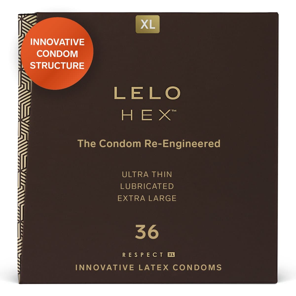 LELO HEX Respect – Ultradun Condooms – XL-formaat – Luxe – Glijmiddel – 36-Pack — afbeelding 1