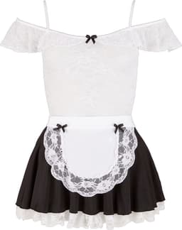 Cottelli Collection – Realistische Dienstmeisje Outfit voor Erotische Rollenspelen Licht Ontbloot met Verstelbare Bandjes – Maat XL – Wit — thumbnail 4