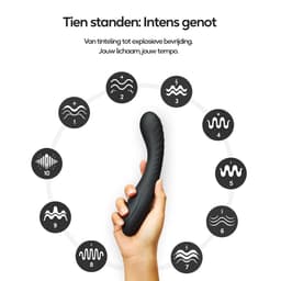 Eva® Arc - Gebogen Design Vibrator - Intense Clitoris & G-spot Stimulator - Spannende Luisterverhalen - Vibrators voor Vrouwen & Koppels - Stijlvolle Dildo - Premium Sex Toys voor Vrouwen - Cadeau voor vrouw - Obsidian Black — thumbnail 6