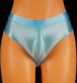 Satijnen Dames Slip voor Mannen – Glanzend – Hoge Taille – Blauw — thumbnail 2