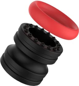KG Siliconen Ballstrecher Met Ring Zwart-Rood — thumbnail 1