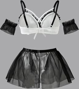 LekkerStout Dienstmeisje Kostuum - Beha, Mesh Rokje & Mouwboorden - Sexy Lingerie | L | ( LS050 ) — thumbnail 2