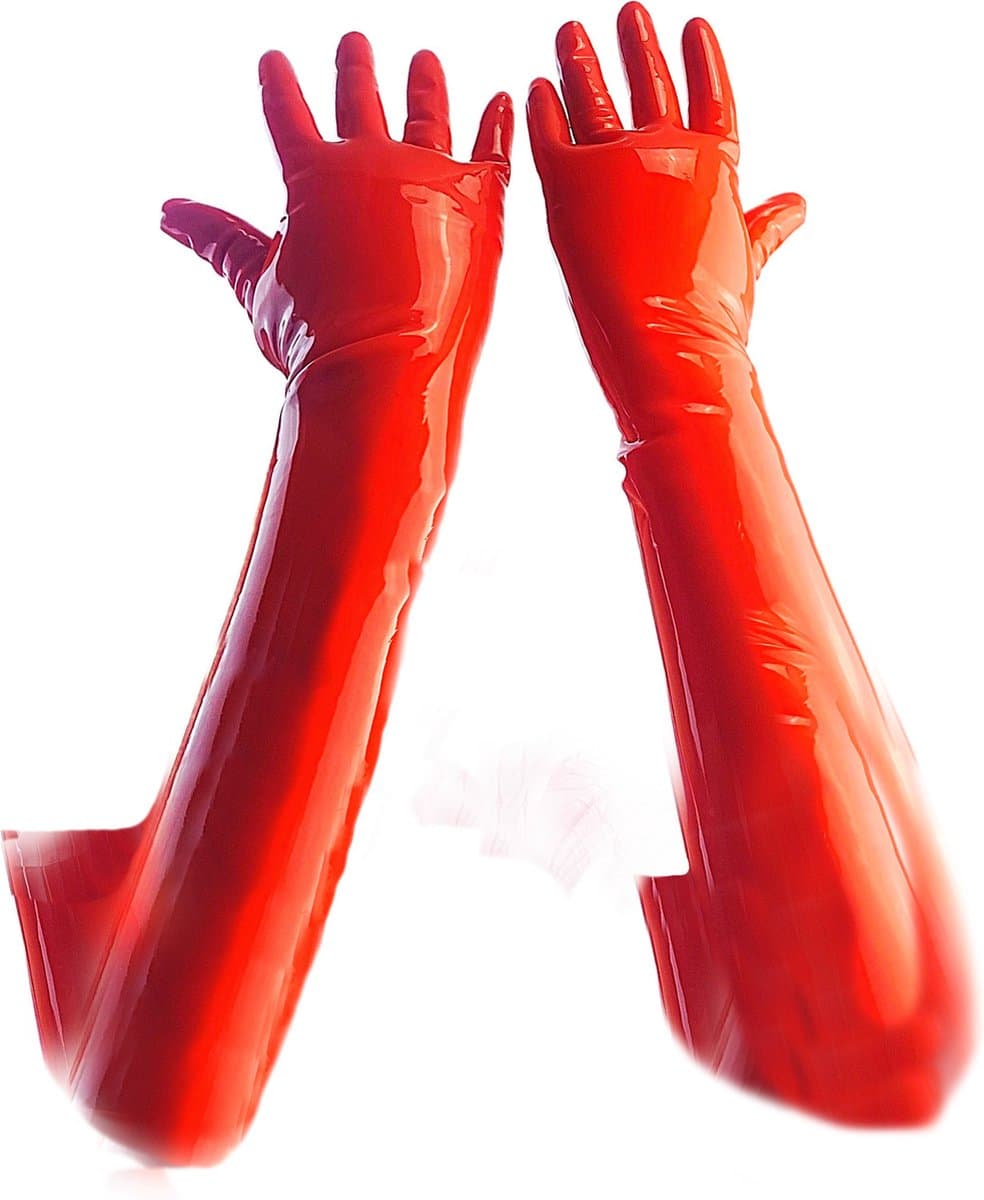 BamBella® - 100% LATEX Handschoenen Lang BDSM SM sexy glans handschoen Rood — afbeelding 1