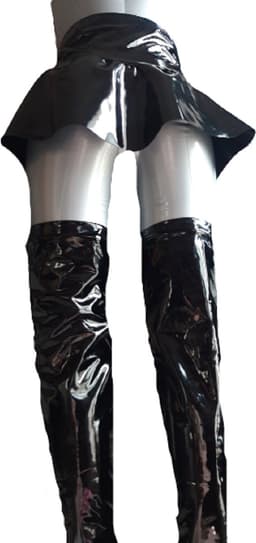 BamBella® - Datex mini Rok - Maat L/XL - zwart Rollenspel sm dames sexy Glans kleding mix van Latex en stof | Datex — thumbnail 7