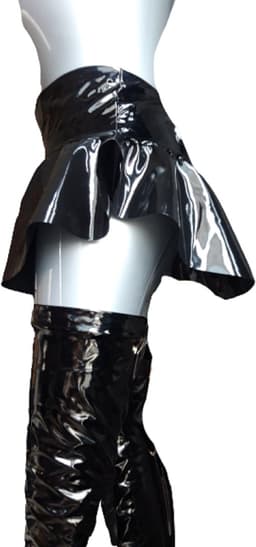 BamBella® - Datex mini Rok - Maat L/XL - zwart Rollenspel sm dames sexy Glans kleding mix van Latex en stof | Datex — thumbnail 3