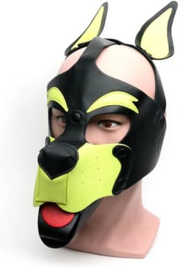 665 Leather - Masker - Playful Pup Hood - Zwart/Geel - One Size — thumbnail 1