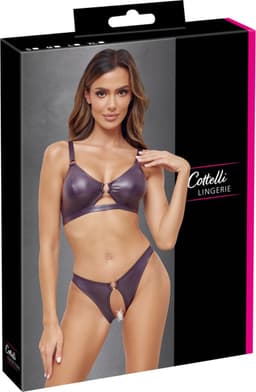 Cottelli Collection Open Lingerie in Erotisch Wetlook Stijl - Open Kruis Lingerie - Extra Comfortabele Fit - Maat XL — thumbnail 3