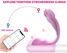 Draadloze slip en string vibrator - 10 vibratie standen - Geluidsdicht - Clitoris, G-spot en prostaat stimulatie - Bluetooth - App bestuurbaar - Vagina vorm - One size - Telefoon - Vibrerende toys - Kleding — thumbnail 4