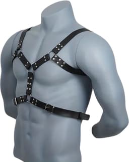 LekkerStout PU Leder Borstharnas - Verstelbaar - BDSM - Zwart - Sexy Herenlingerie ( LS124 ) — thumbnail 2