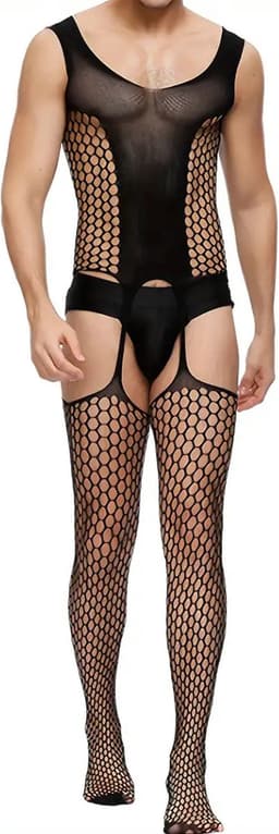 LekkerStout Jarretelbody voor Hem - Zwart - Sexy Herenlingerie | S-L | ( LS156 ) — thumbnail 6