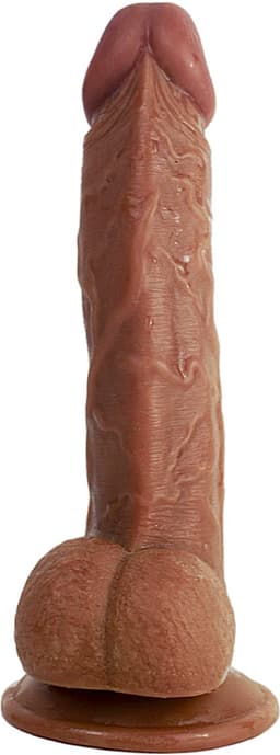 Realistische dildo met balzak en stevige zuignap - ook voor anaal gebruik - 17 cm - dildo met zuignap - Dildo unisex - Dildo xl - Dildo vaginaal - Dildo anaal - Beige - 3.3 cm — thumbnail 1