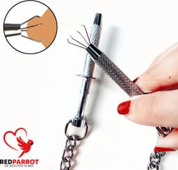 Tepelklemmen met ketting - RVS - Set van 2 - Borst - BDSM — thumbnail 1