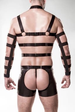 Grey Velvet - Harness Set Kledingset - S/M - Zwart — thumbnail 3