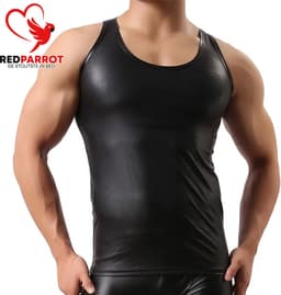 Lederen sexy tank top - Heren - Mannen - Erotische kleding - Hemd - Shirt — thumbnail 2
