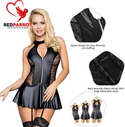 Latex wetlook jurk plus size - Erotisch - Semi-transparant - Rok - Rits — thumbnail 3