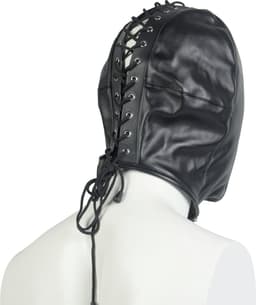 Banoch | Masker Close Up | zwart imitatie leer | Bondage — thumbnail 2