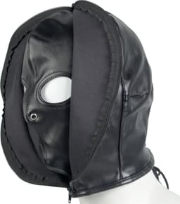 Banoch | Masker Close Up | zwart imitatie leer | Bondage — thumbnail 6
