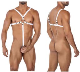 Cut4Men - C-Ring Gekruist Harnas - Tuigje - Wit — thumbnail 7