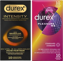 Durex - 20 stuks Condooms - Intensity 10st Nieuwste generatie ultradun, gedeelde lichaamswarmte - Pleasure Me 10st met ribbels - Voordeelverpakking — thumbnail 1