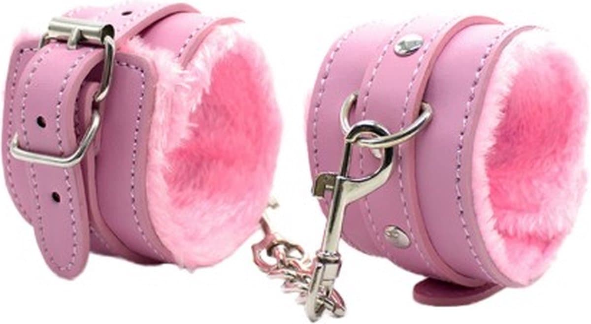 Handboeien - Bondage - Verstelbaar - Pluche - Roze — afbeelding 1