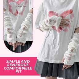 1 paar zachte witte vingerloze handschoenen met sterversiering voor Goth-outfits en armwarmers voor dames Femboy kleding - Y2K esthetische Grunge stijl — thumbnail 7