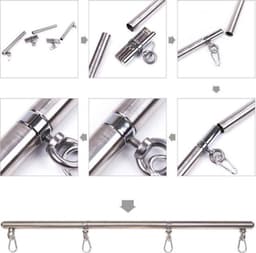 Mega spreidstang BDSM - 4 zachte stevige handboeien - 50CM - Luxe materialen - Spreader bar — thumbnail 5