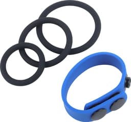 Banoch | Classic trio Cockring + verstelbare blauwe penisring | Siliconen — thumbnail 1