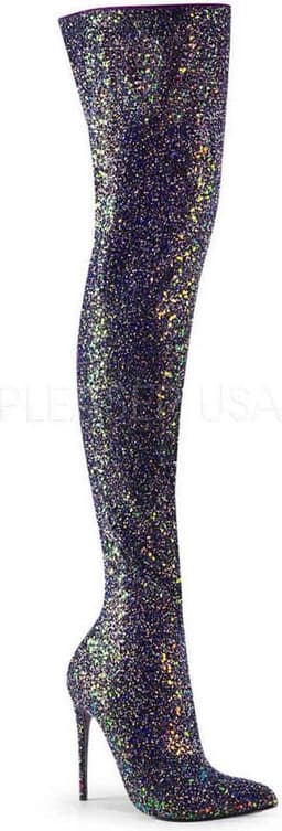COURTLY-3015 - (EU 39 = US 9) - 5 Glitter Thigh High Boot, 1/3 Side Zip — thumbnail 1