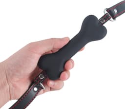 Banoch - mouth gag bone - siliconen gag bot - zwart - hondenbot - bondage — thumbnail 2