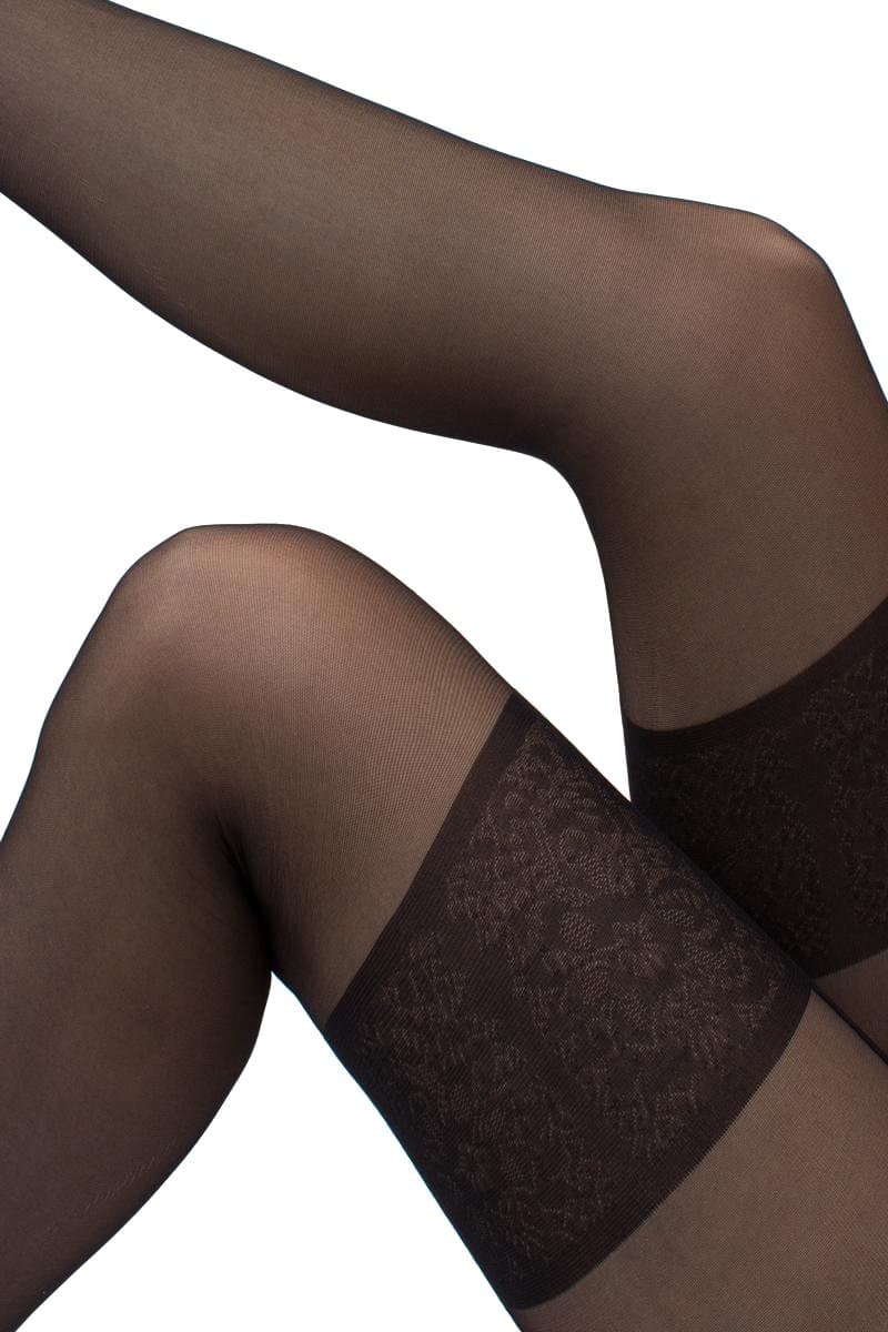 GIULIA Panty - Intimo Noir 20 - Open Kruis Panty - Suspender Panty - Ingebreid Boord - Platte Naden - Versterkte Teen - 20 Den - Medium - Zwart — afbeelding 1