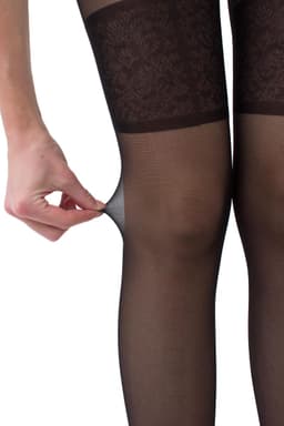GIULIA Panty - Intimo Noir 20 - Open Kruis Panty - Suspender Panty - Ingebreid Boord - Platte Naden - Versterkte Teen - 20 Den - Large - Zwart — thumbnail 3