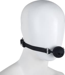 Banoch - ball gag siliconen medium - zwart Ø 4,5 cm met luchtgaten — thumbnail 7