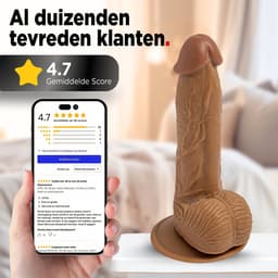 Rosebay Realistische Dildo 21 cm - Zachte Siliconen Dildo met Zuignap & Balzak - Dildo voor Mannen en Vrouwen- Licht Bruin — thumbnail 9