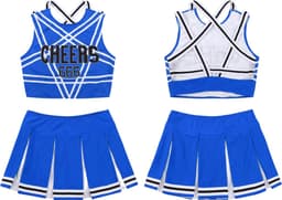 Sexy Cheerleader Kostuum - 2-delig Blauw Verkleedpakje - Rokje & Korte Top Met Open Rug - Rollenspel / Cosplay - Lingerie Ondergoed voor Dames - Maat M — thumbnail 2