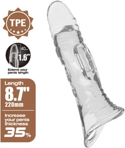 Power Escorts Penis Sleeve Extender 22 cm - Transparant - Verlenging & Verdikking — thumbnail 4