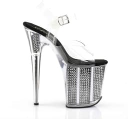 Pleaser - FLAMINGO808SRS Sandaal met enkelband, Paaldans schoenen - Paaldans schoenen - 42 Shoes - Zilverkleurig/Transparant — thumbnail 5