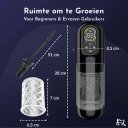 Toys Hub® Automatische Masturbator MAX met Strap - E-book – LED scherm – Water Massage - Pocket Pussy - Blowjob Simulator - Elektrisch - Sex Toys voor Mannen Zelf Aftrekken - Zwart — thumbnail 2