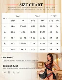 Sexy Babydoll Lingerie Set – Kanten Nachtjapon met Open Voorkant – Zwart/Rood – XXL — thumbnail 2