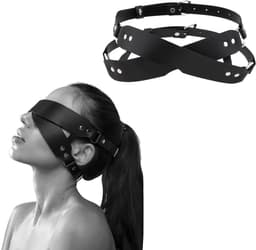 Masker Met Riempjes - Zwart - PU Leder - Spannend Oogmasker - Unisex - Sex Speeltjes Toys - Roleplay / Rollenspel - Erotiek - BDSM Bondage Masker — thumbnail 1