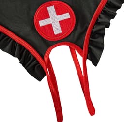 Sexy Verpleegster Lingerie Pakje - 2-delig Zwart Verkleedpakje - Body & Haarband - Zuster Kostuum - Dokter Rollenspel / Cosplay - Open Kruis Lingerie Ondergoed voor Dames - Maat M — thumbnail 2